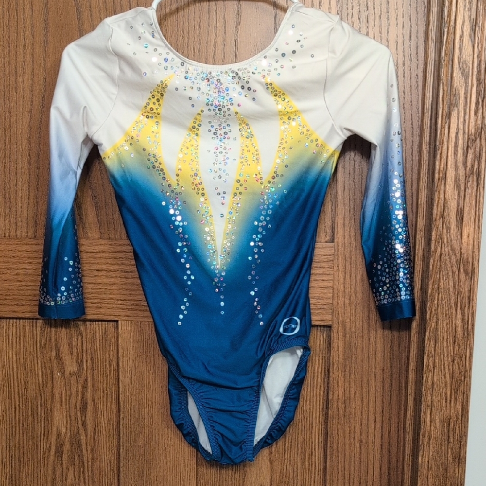 Ozone Sparkling Blue, White And Yellow Leotard